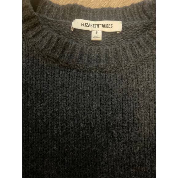 Elizabeth and James Feather Trimmed Cotton Blend Sweater Dark Gray Size Small - Picture 2 of 6